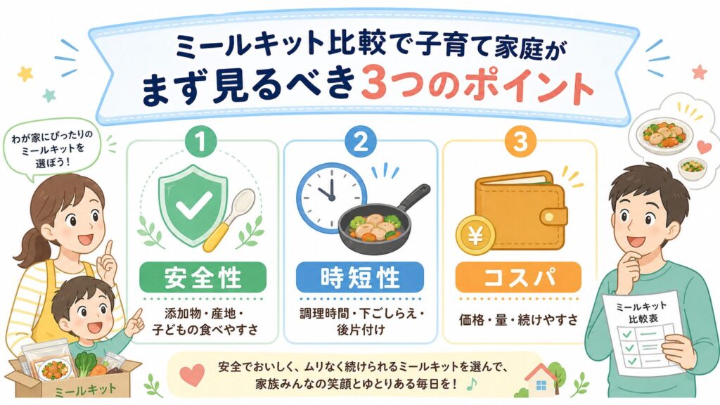 ミールキット比較で子育て家庭がまず見るべき3つのポイント