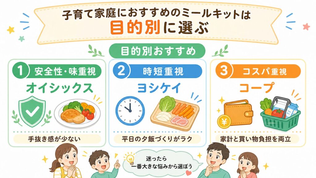子育て家庭向けミールキット比較の結論