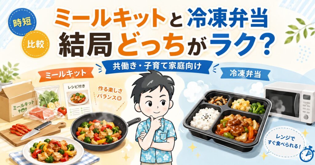 【比較】ミールキットと冷凍弁当はどっちがラク?子育て・共働き家庭の選び方